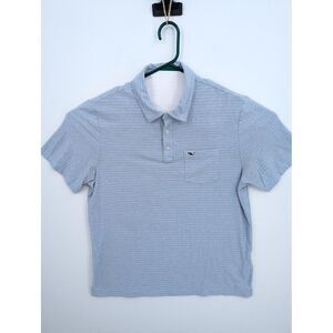 Vineyard Vines Edgartown Polo Shirt Men's Large Blue Striped Preppy Casual Whale